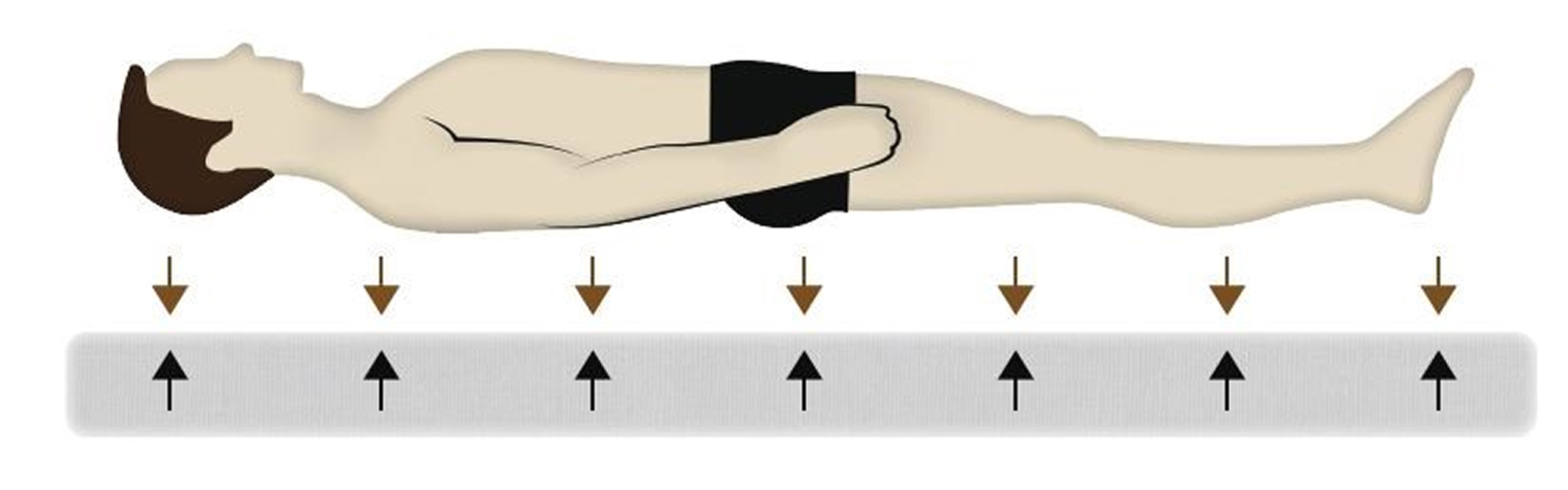 Grafik zur physikalischen Gegenkraft bei Matratzen und Körpergewicht